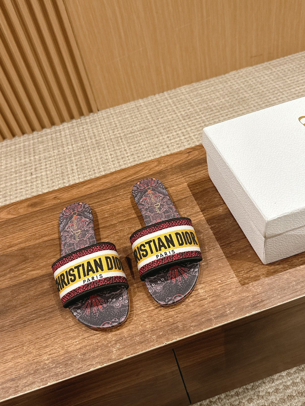 DIOR 26S SLIDE SANDALS IN MULTICOLOR TOILE PRINT LOGO