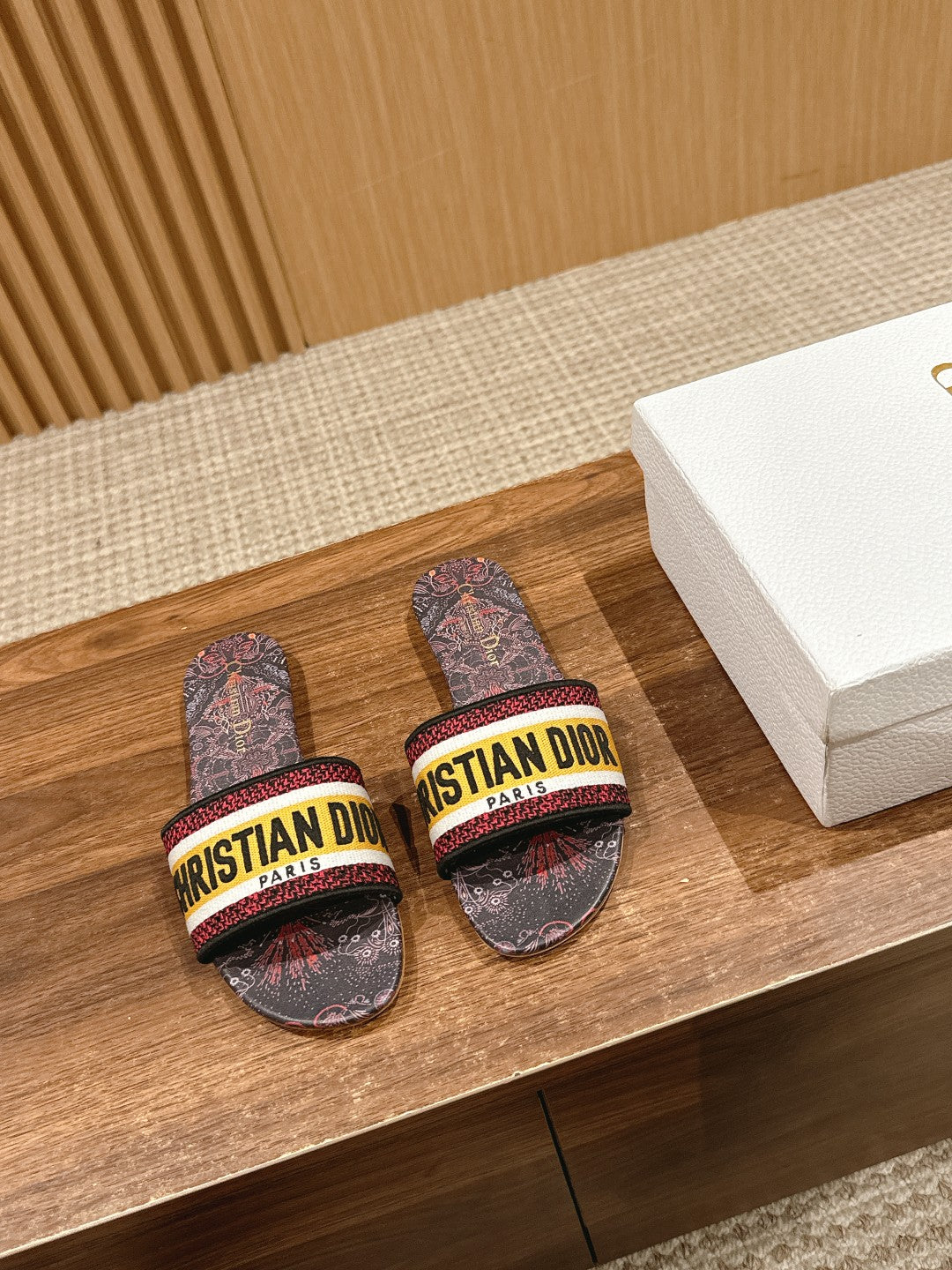DIOR 26S SLIDE SANDALS IN MULTICOLOR TOILE PRINT LOGO