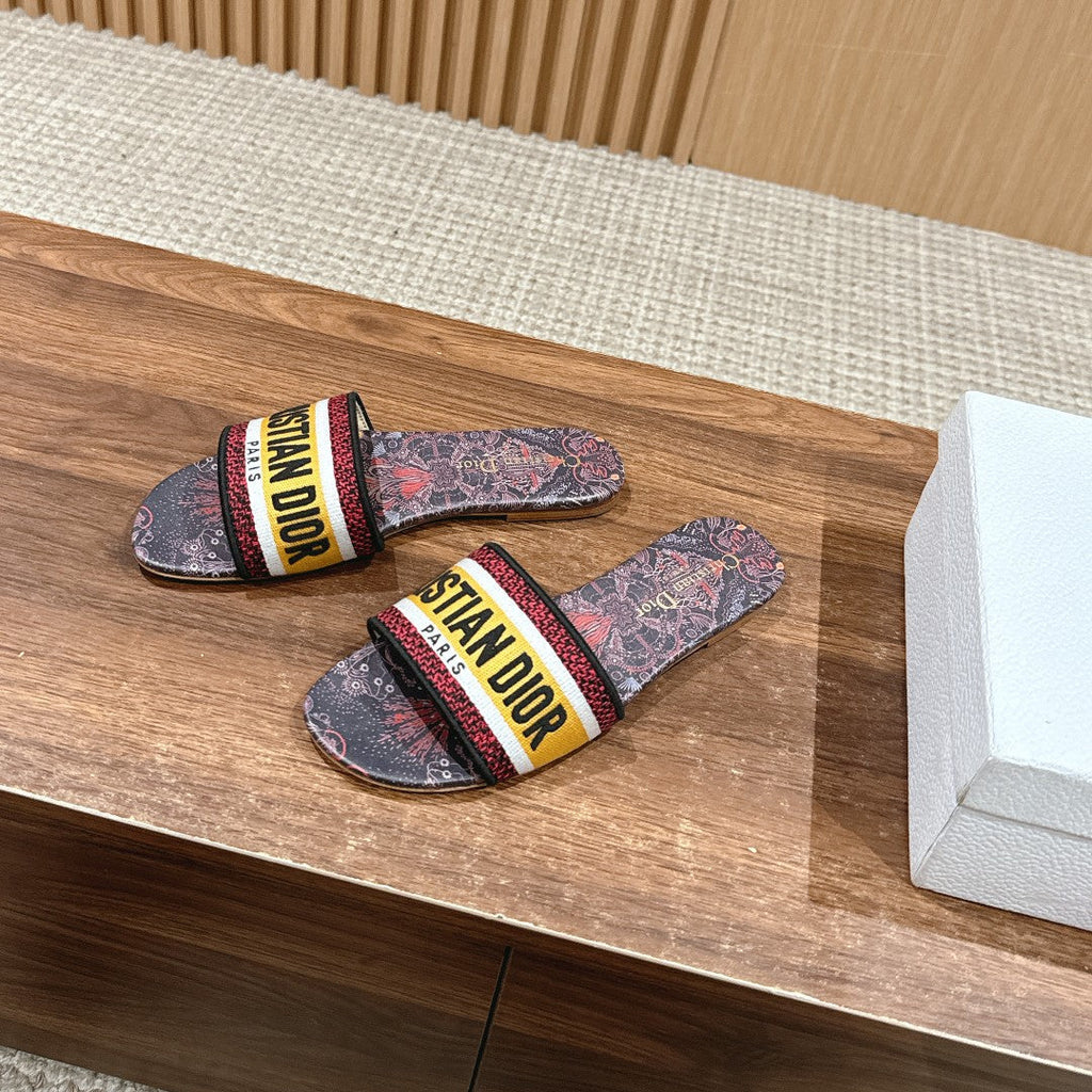 DIOR 26S SLIDE SANDALS IN MULTICOLOR TOILE PRINT LOGO