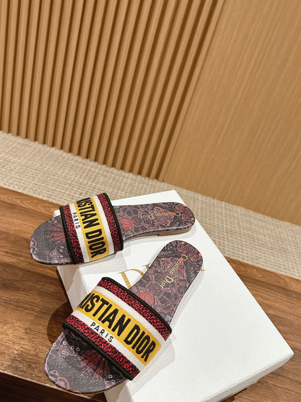 DIOR 26S SLIDE SANDALS IN MULTICOLOR TOILE PRINT LOGO