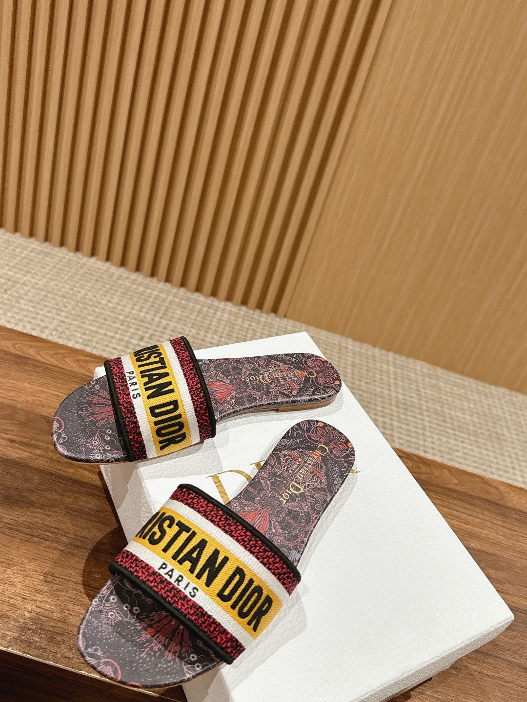 DIOR 26S SLIDE SANDALS IN MULTICOLOR TOILE PRINT LOGO