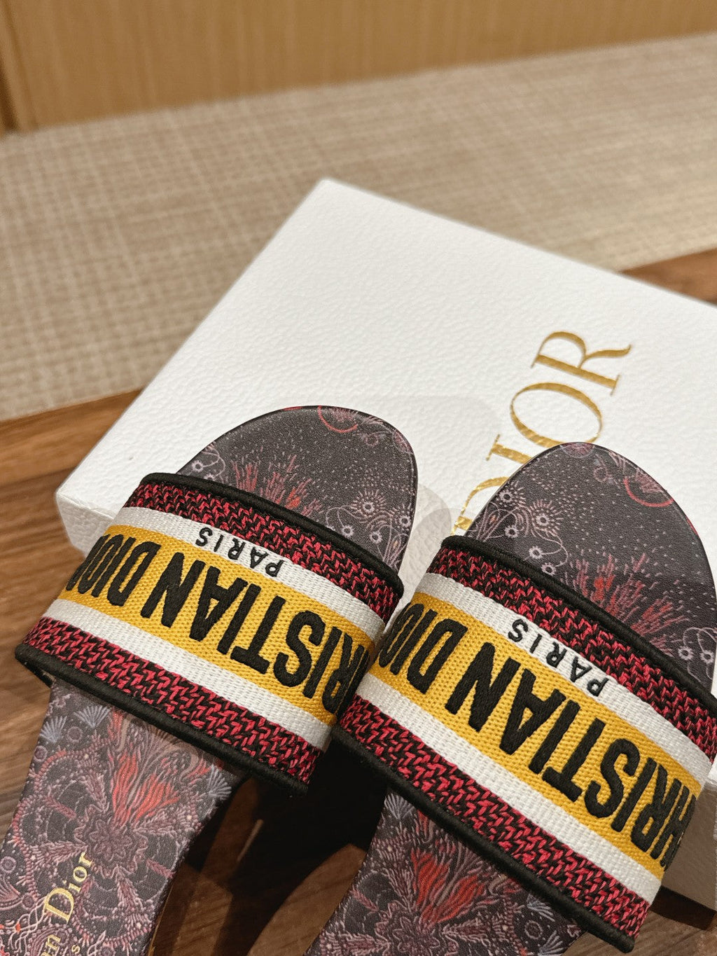 DIOR 26S SLIDE SANDALS IN MULTICOLOR TOILE PRINT LOGO