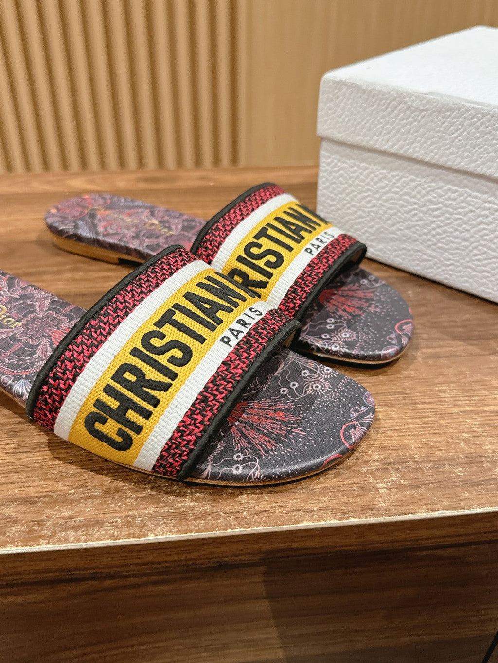 DIOR 26S SLIDE SANDALS IN MULTICOLOR TOILE PRINT LOGO