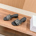 DIOR 26S D-CLUB EMBROIDERED HEELED SLIDES IN BLACK