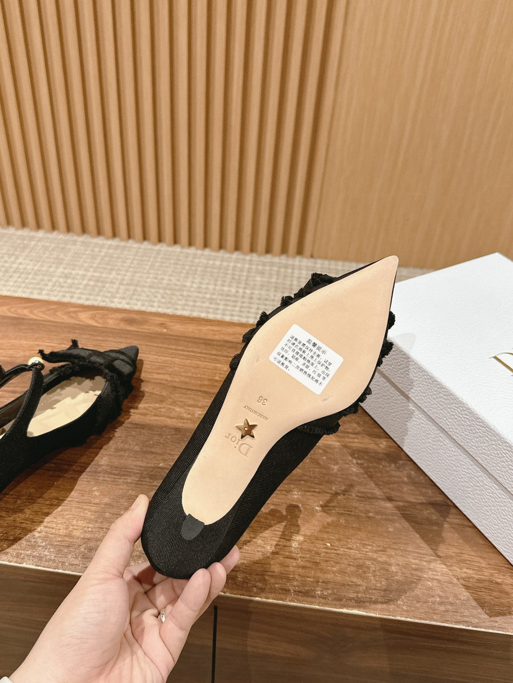 DIOR ADIORABLE HIGH HEEL 25S IN BLACK FABRIC WITH PEARL DETAILING