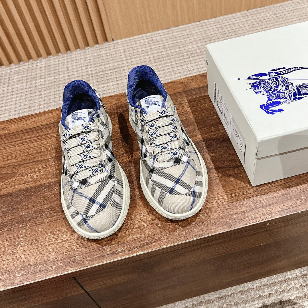 BURBERRY 26S SNEAKERS IN LIGHT CREAM CANVAS PLAID