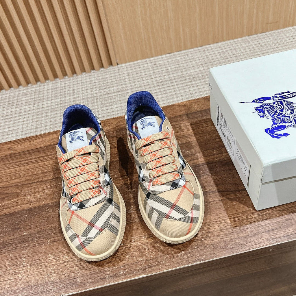 BURBERRY 26S SNEAKERS IN BEIGE FABRIC PLAID
