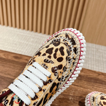 CHLOE 26S LACE-UP SNEAKERS IN LEOPARD PRINT PONY HAIR