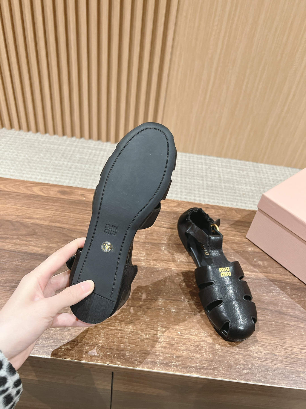 FISHERMAN BUCKLE SANDALS IN BLACK LAMBSKIN
