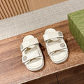 GUCCI 26S DOUBLE-STRAP SANDALS IN CREAM BEIGE CALFSKIN