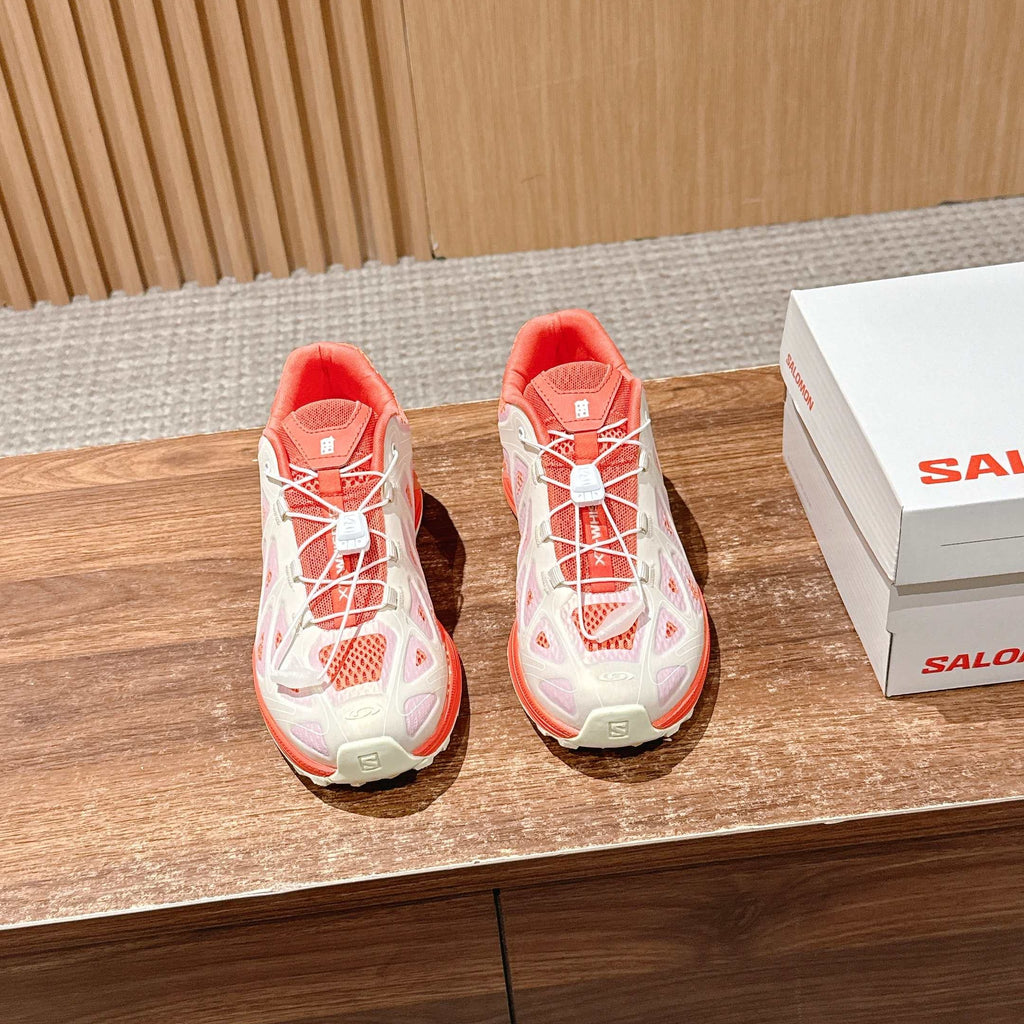 ALO 25S SALOMON XT WHISPER IN ORANGE MESH FABRIC AND WHITE LAMBSKIN