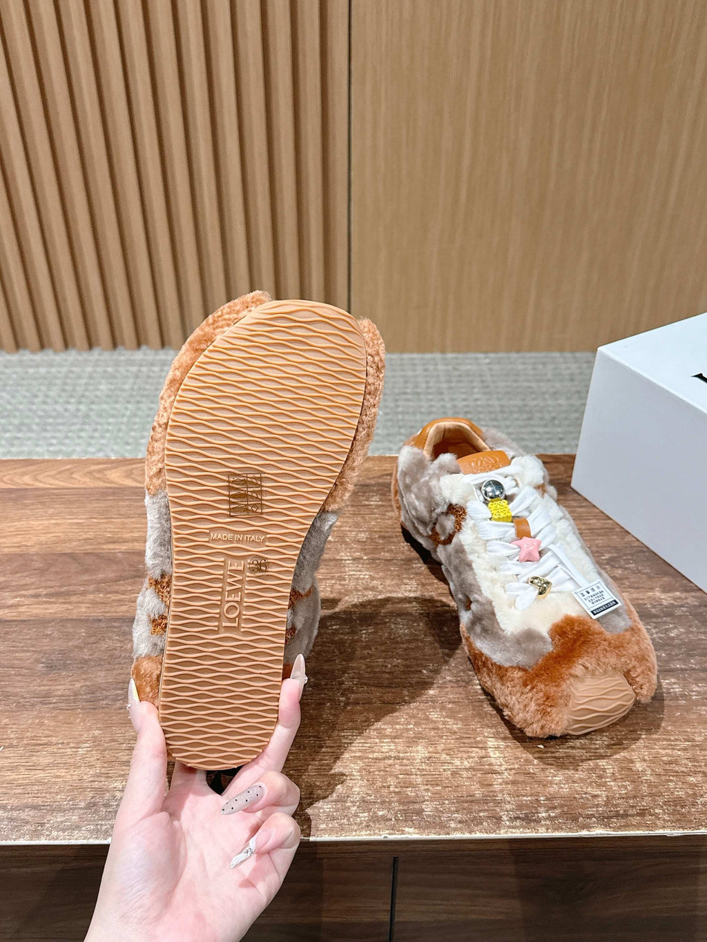 LOEWE 26S BALLET RUNNER 2.0 IN BROWN SHEARLING