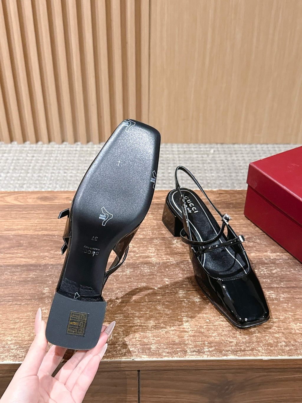 GUCCI 26S BLOCK-HEEL SLINGBACK PUMPS 45 MM IN BLACK CALFSKIN