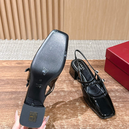 GUCCI 26S BLOCK-HEEL SLINGBACK PUMPS 45 MM IN BLACK CALFSKIN