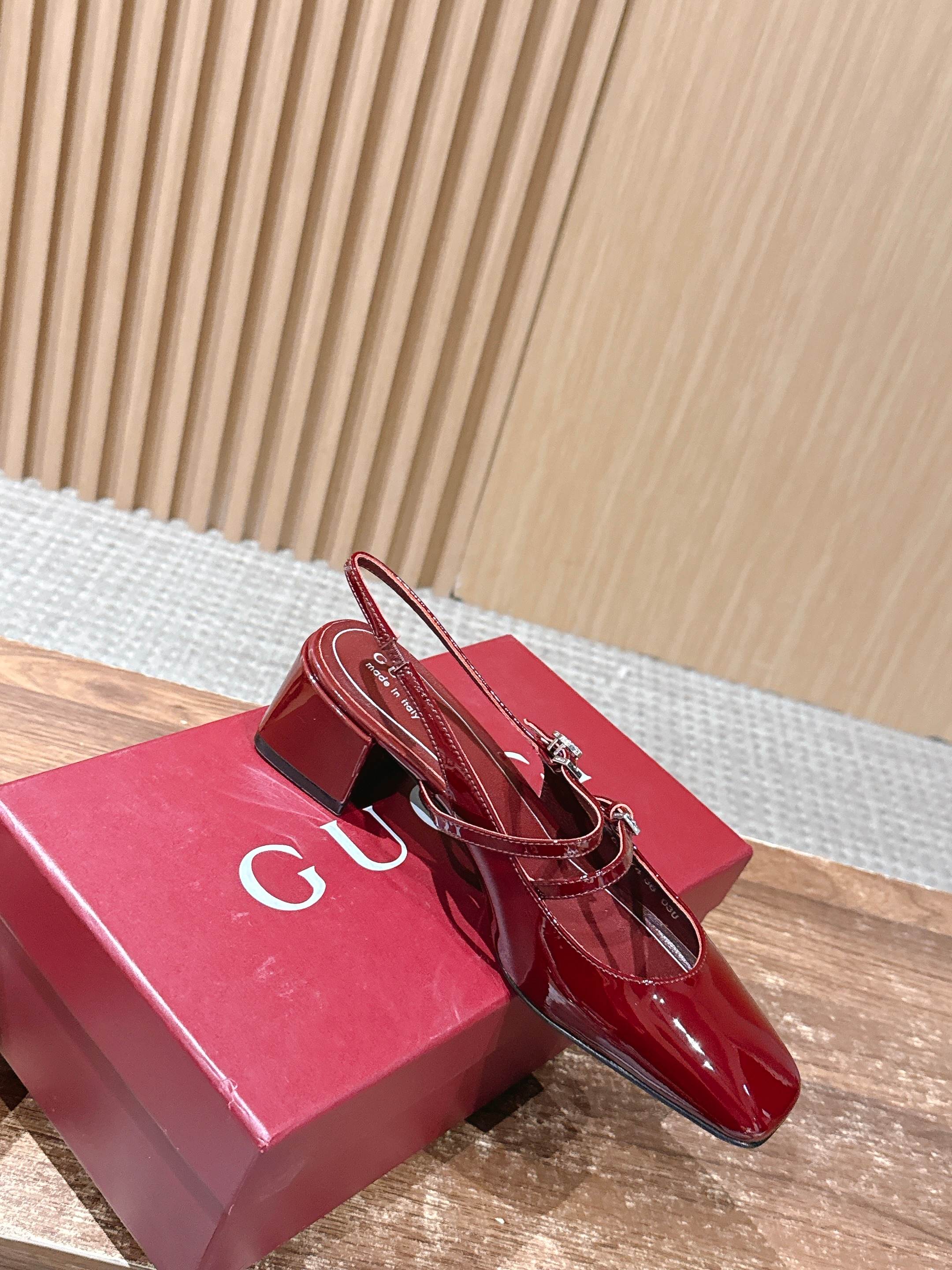 GUCCI 26S BLOCK-HEEL SLINGBACK PUMPS 45 MM IN RED CALFSKIN