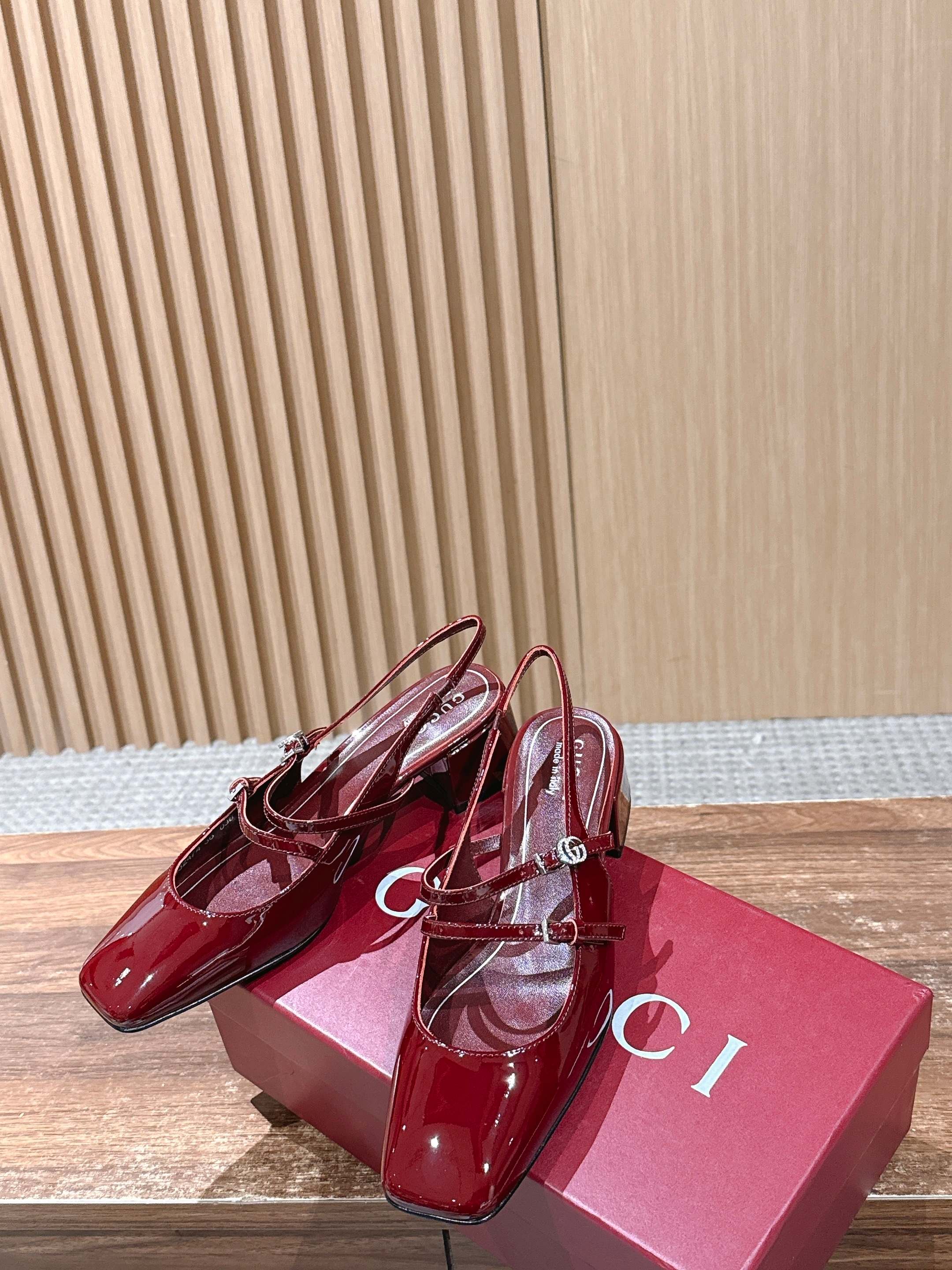 GUCCI 26S BLOCK-HEEL SLINGBACK PUMPS 45 MM IN RED CALFSKIN