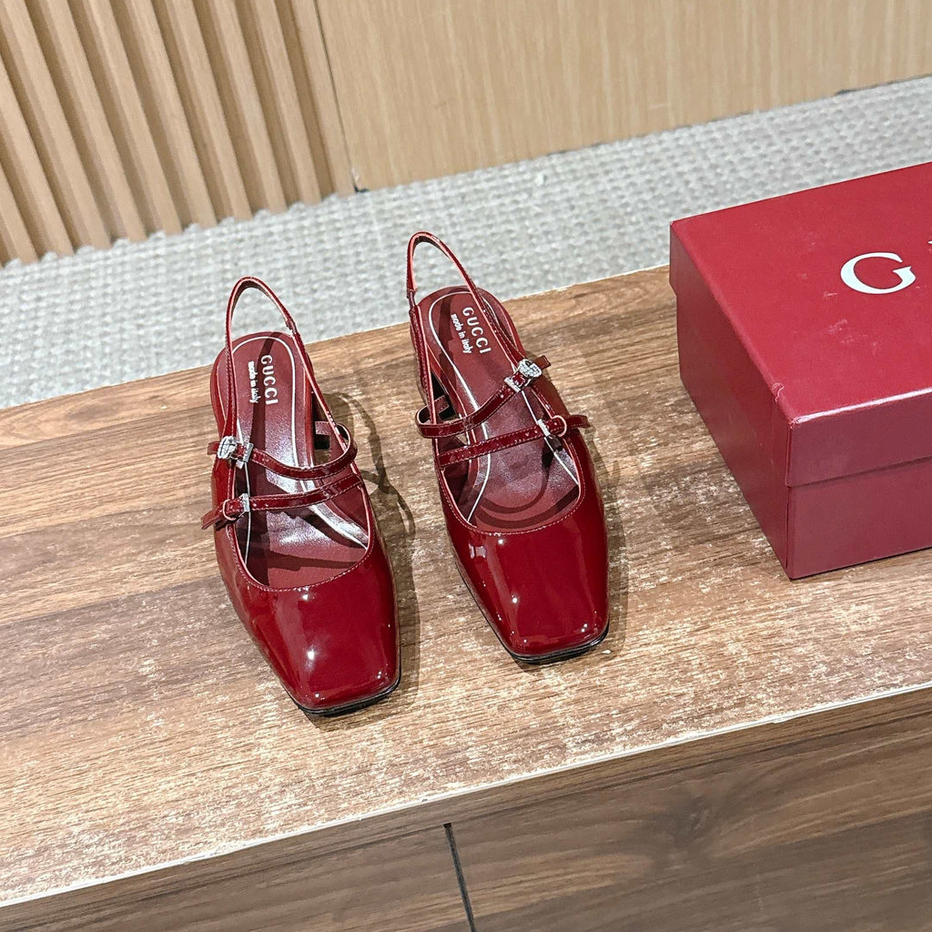 GUCCI 26S BLOCK-HEEL SLINGBACK PUMPS 45 MM IN RED CALFSKIN