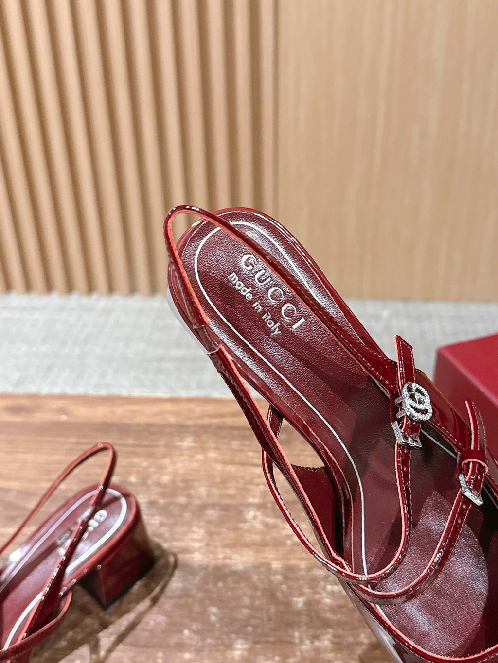 GUCCI 26S BLOCK-HEEL SLINGBACK PUMPS 45 MM IN RED CALFSKIN