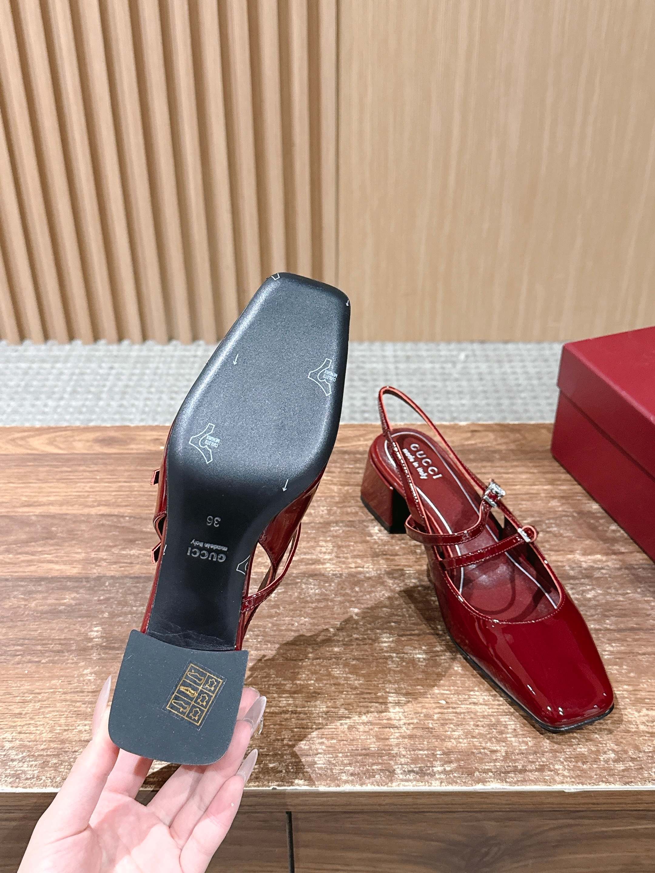 GUCCI 26S BLOCK-HEEL SLINGBACK PUMPS 45 MM IN RED CALFSKIN