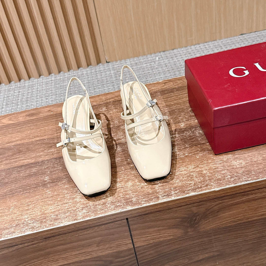 GUCCI 26S BLOCK-HEEL SLINGBACK PUMPS 45 MM IN CREAM BEIGE CALFSKIN