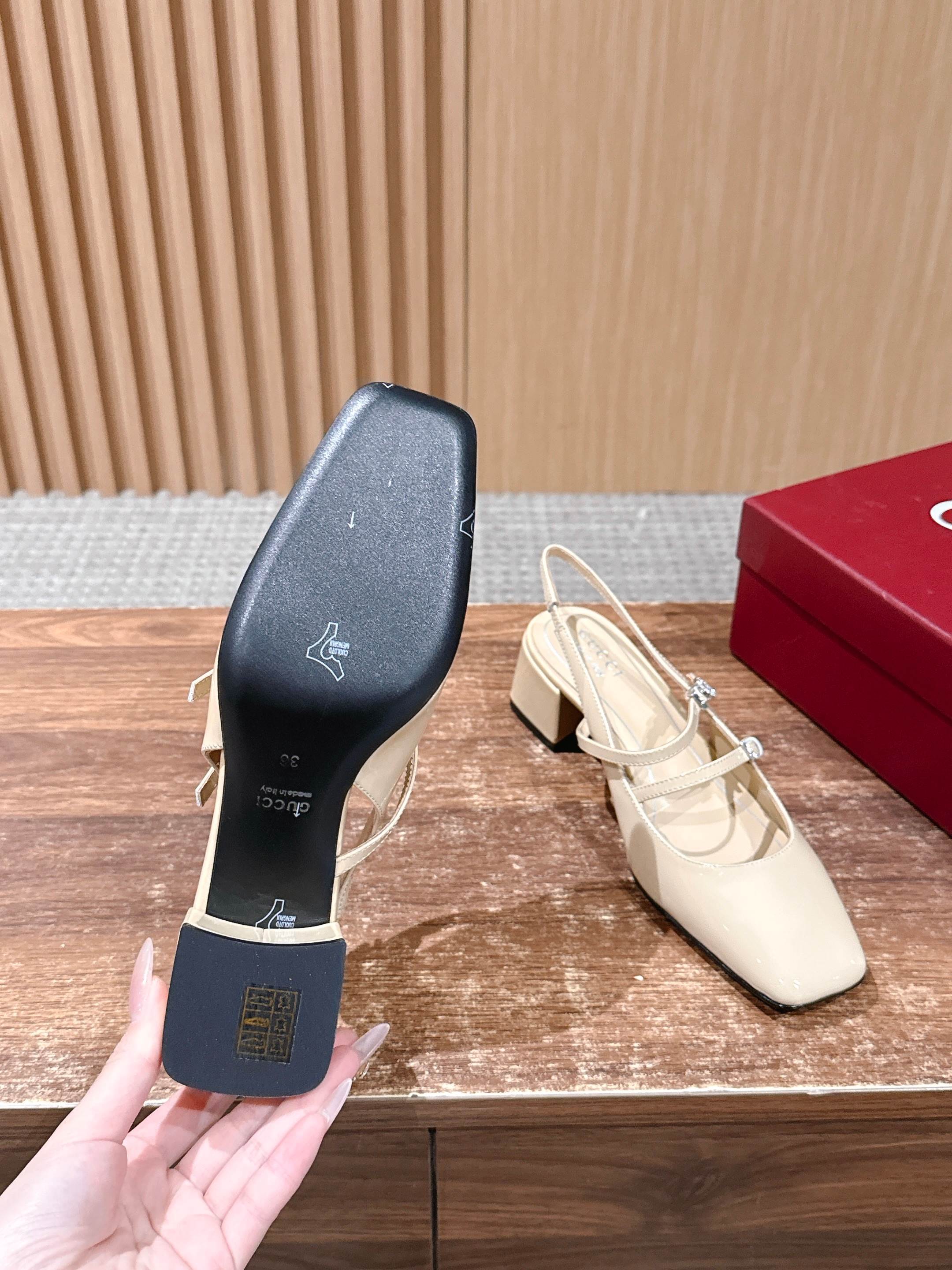 GUCCI 26S BLOCK-HEEL SLINGBACK PUMPS 45 MM IN CREAM BEIGE CALFSKIN