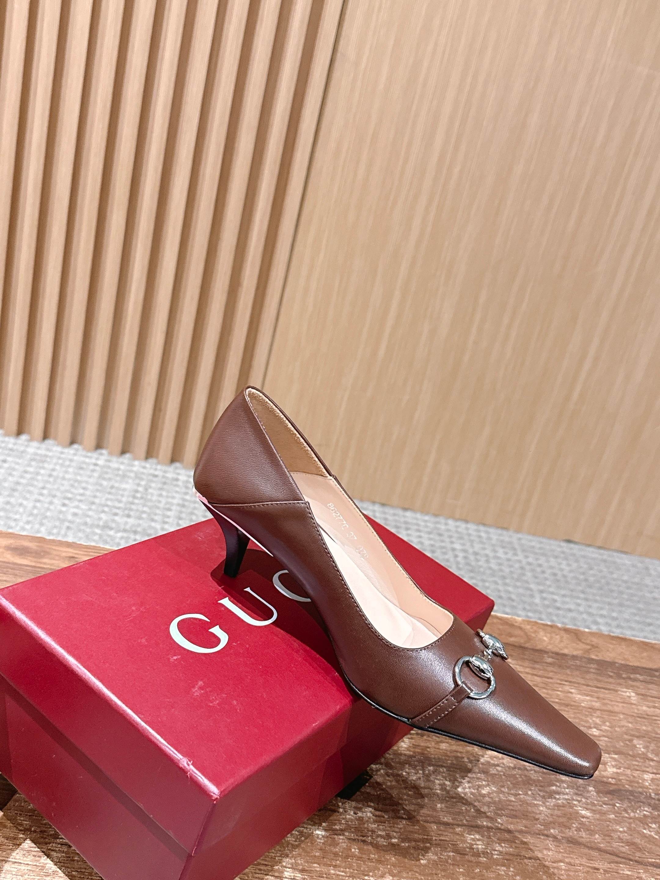 GUCCI 26S VITTORIA PUMPS 60 MM IN BROWN LAMBSKIN