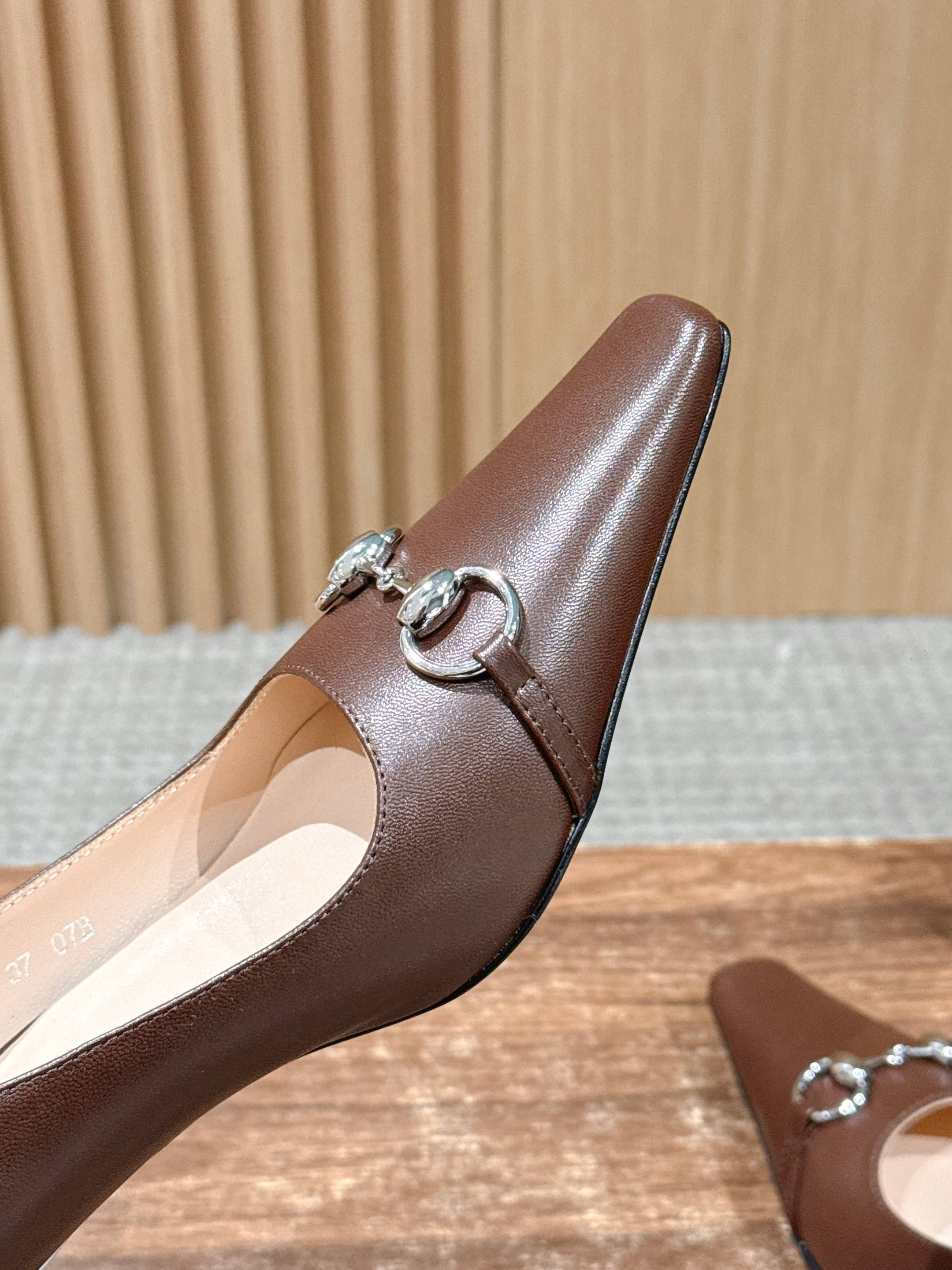 GUCCI 26S VITTORIA PUMPS 60 MM IN BROWN LAMBSKIN