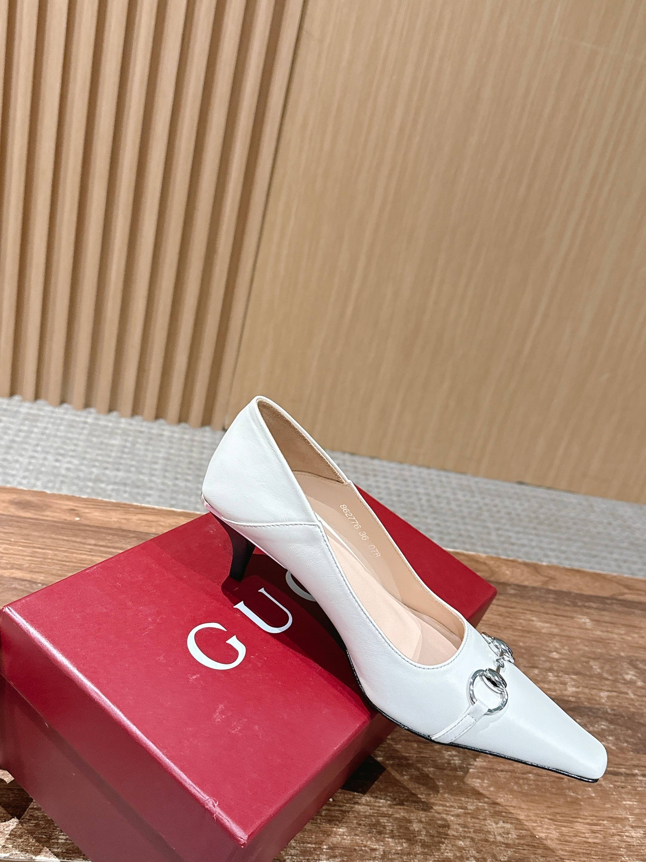 GUCCI 26S VITTORIA PUMPS 60 MM IN WHITE LAMBSKIN