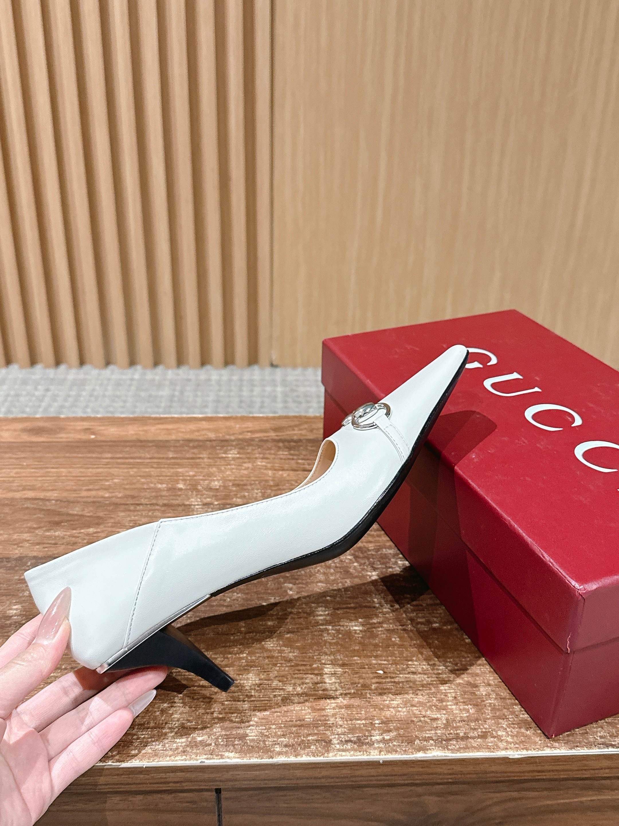 GUCCI 26S VITTORIA PUMPS 60 MM IN WHITE LAMBSKIN