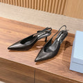 PRADA 26S SLINGBACK PUMPS IN BLACK CALFSKIN