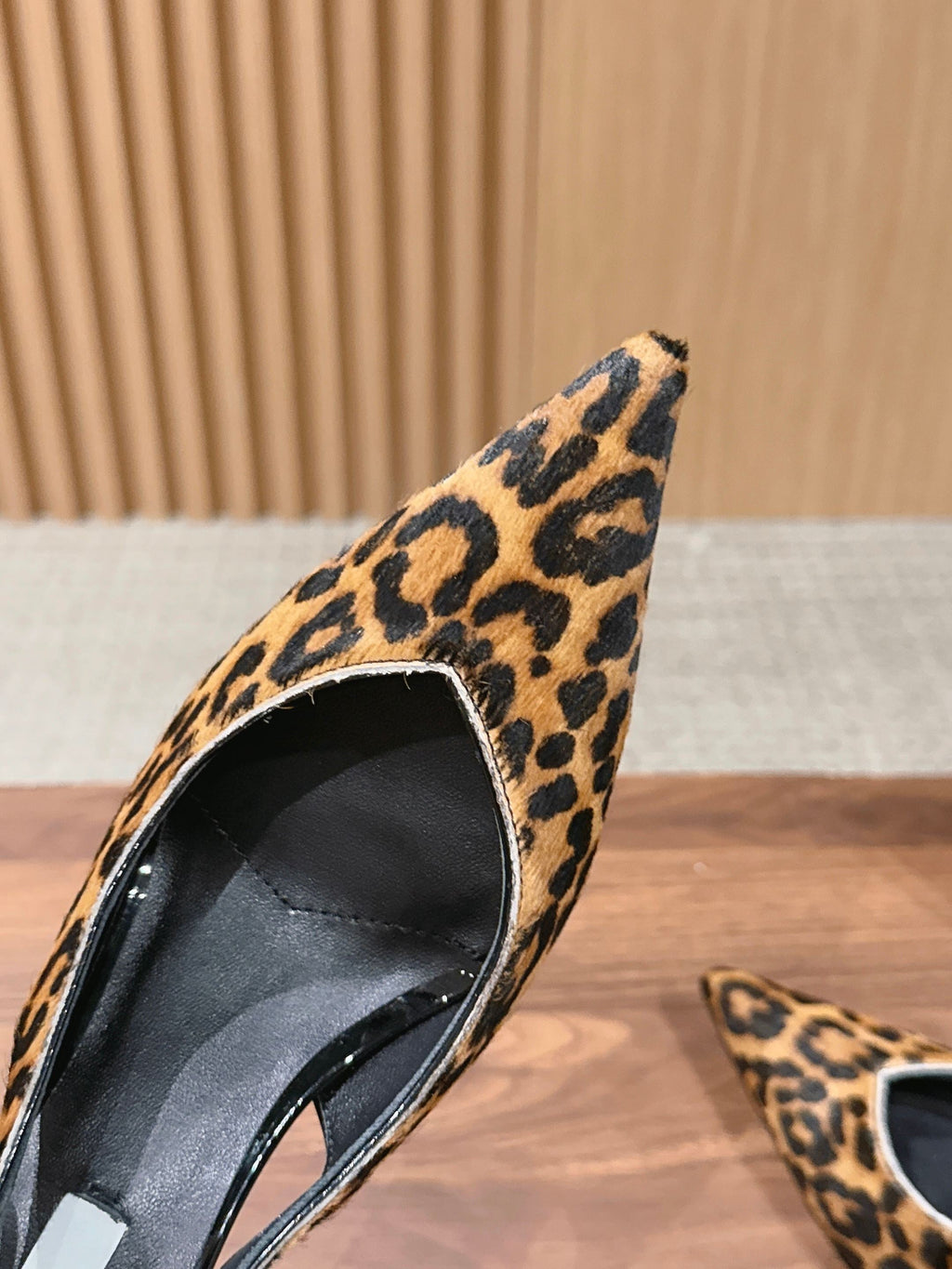 PRADA 26S SLINGBACK POINTED HEELS IN LEOPARD PRINT PONY HAIR