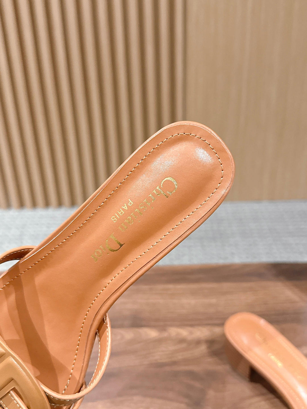 DIOR 26S HEEL SANDALS IN CARAMEL BROWN CALFSKIN STRAPPY