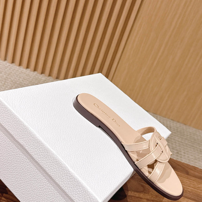 DIOR 26S SLIDE SANDALS IN BEIGE CLUB WOVEN CALFSKIN