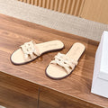 DIOR 26S SLIDE SANDALS IN BEIGE CLUB WOVEN CALFSKIN