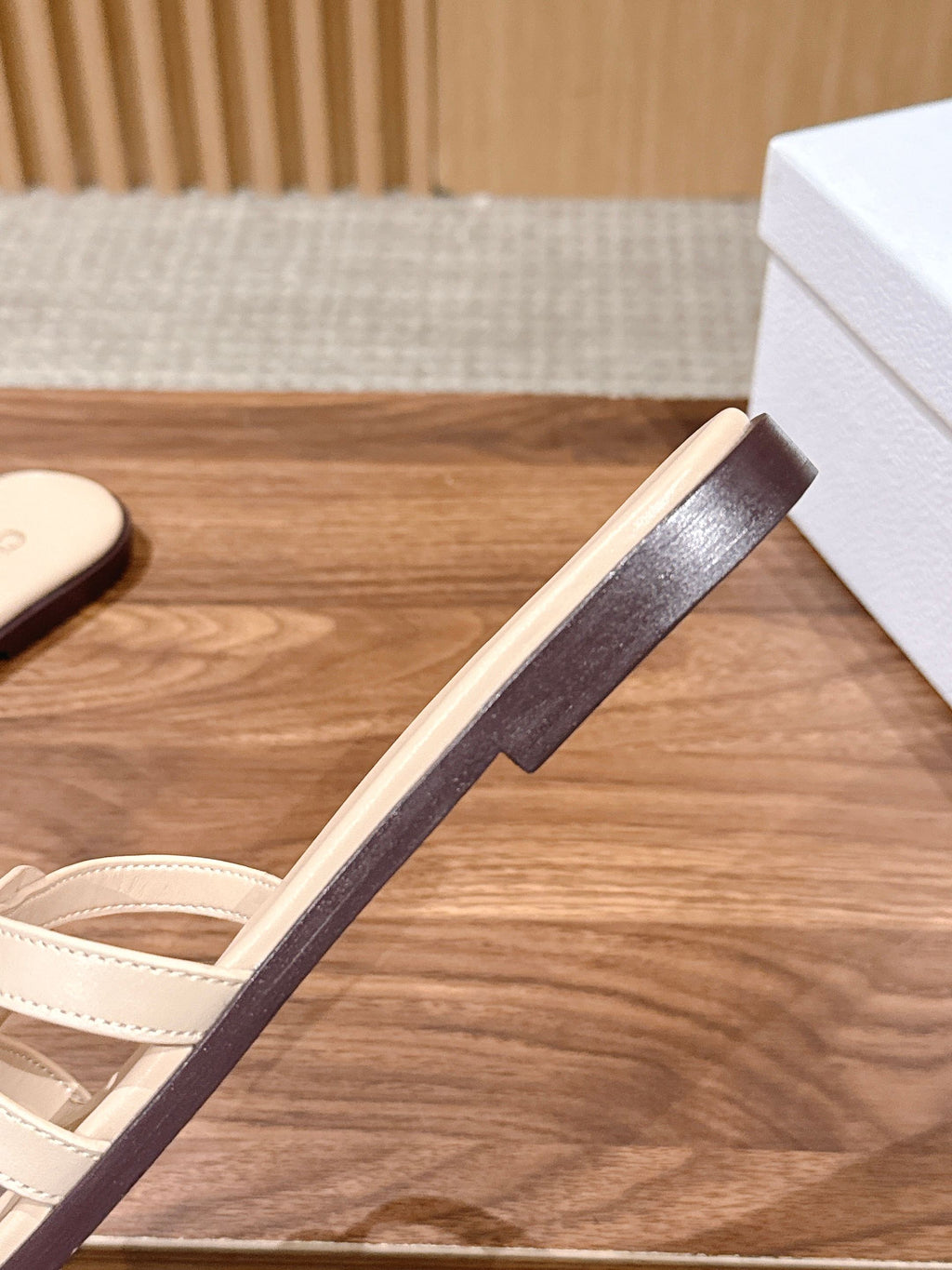 DIOR 26S SLIDE SANDALS IN BEIGE CLUB WOVEN CALFSKIN