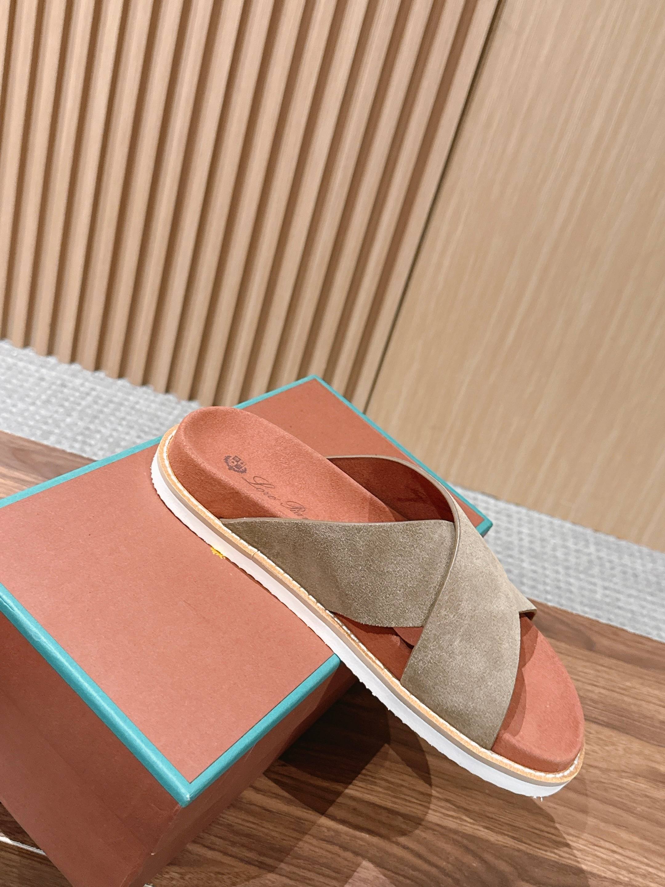 LP 26S CROSS STRAP SLIDES SANDAL IN OLIVE BROWN SUEDE