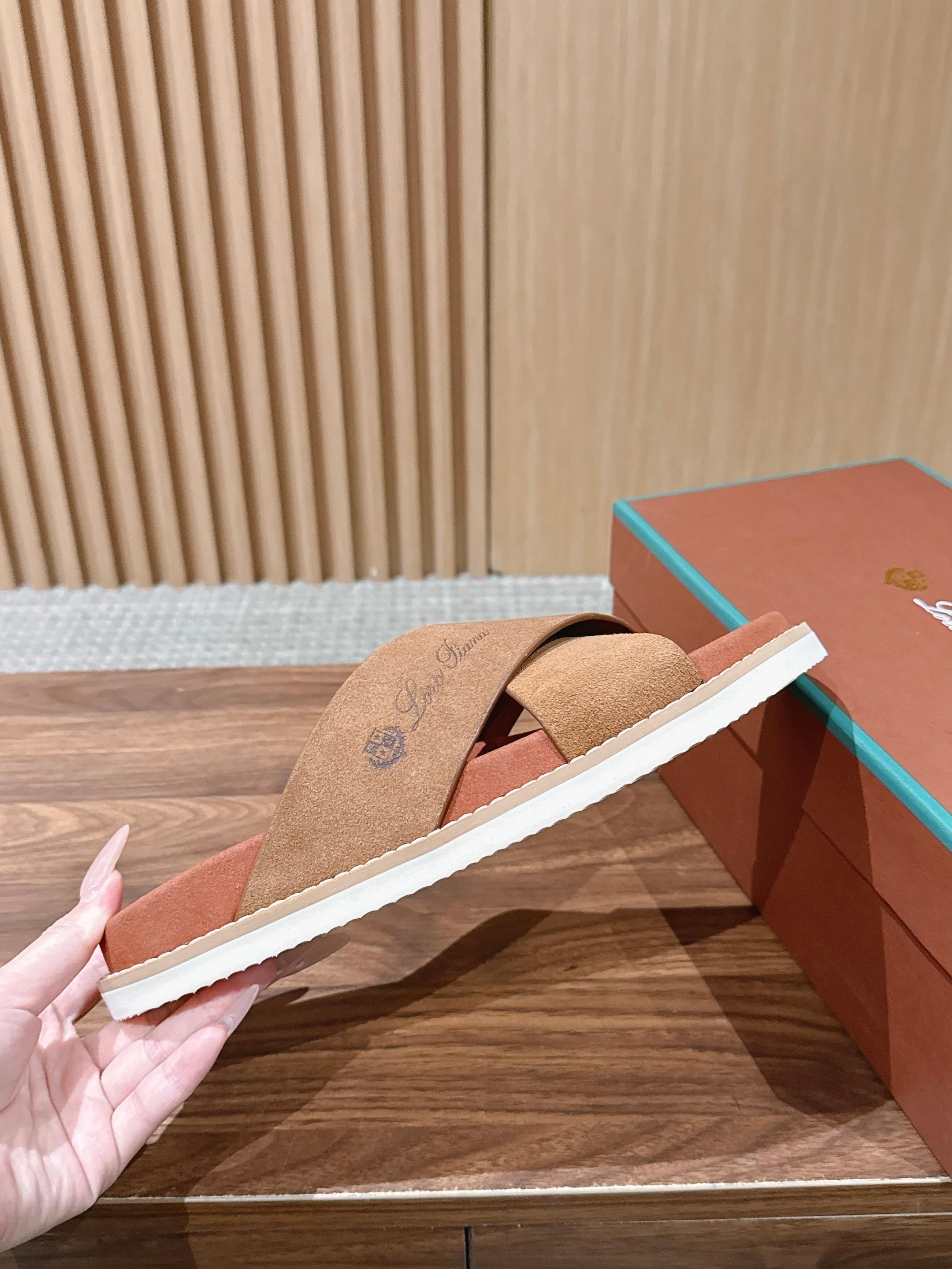 LP 26S CROSS STRAP SLIDES SANDAL IN BROWN SUEDE