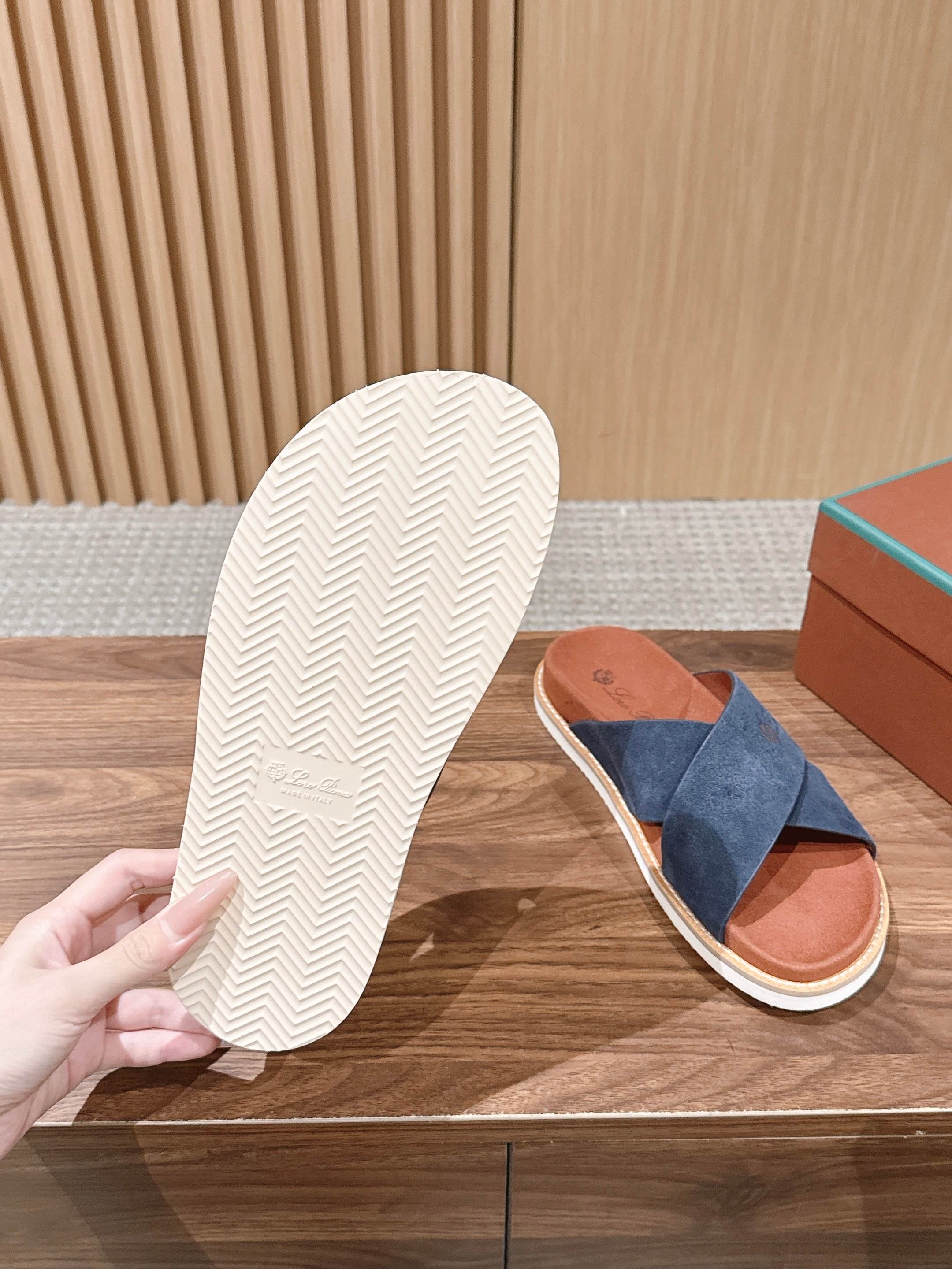 LP 26S CROSS STRAP SLIDES SANDAL IN NAVY BLUE SUEDE