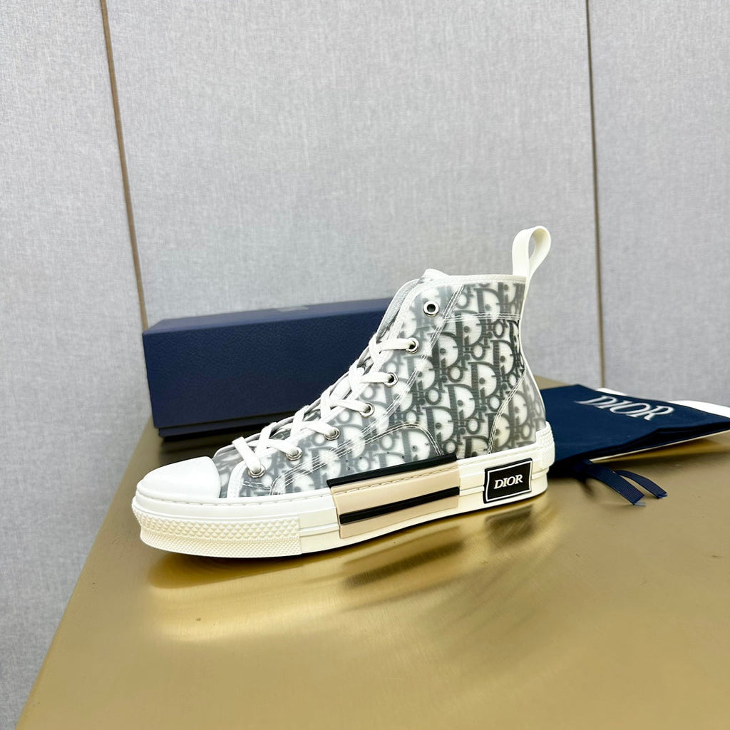 DIOR B23 HIGH-TOP SNEAKER IN WHITE AND BLACK DIOR OBLIQUE CANVAS