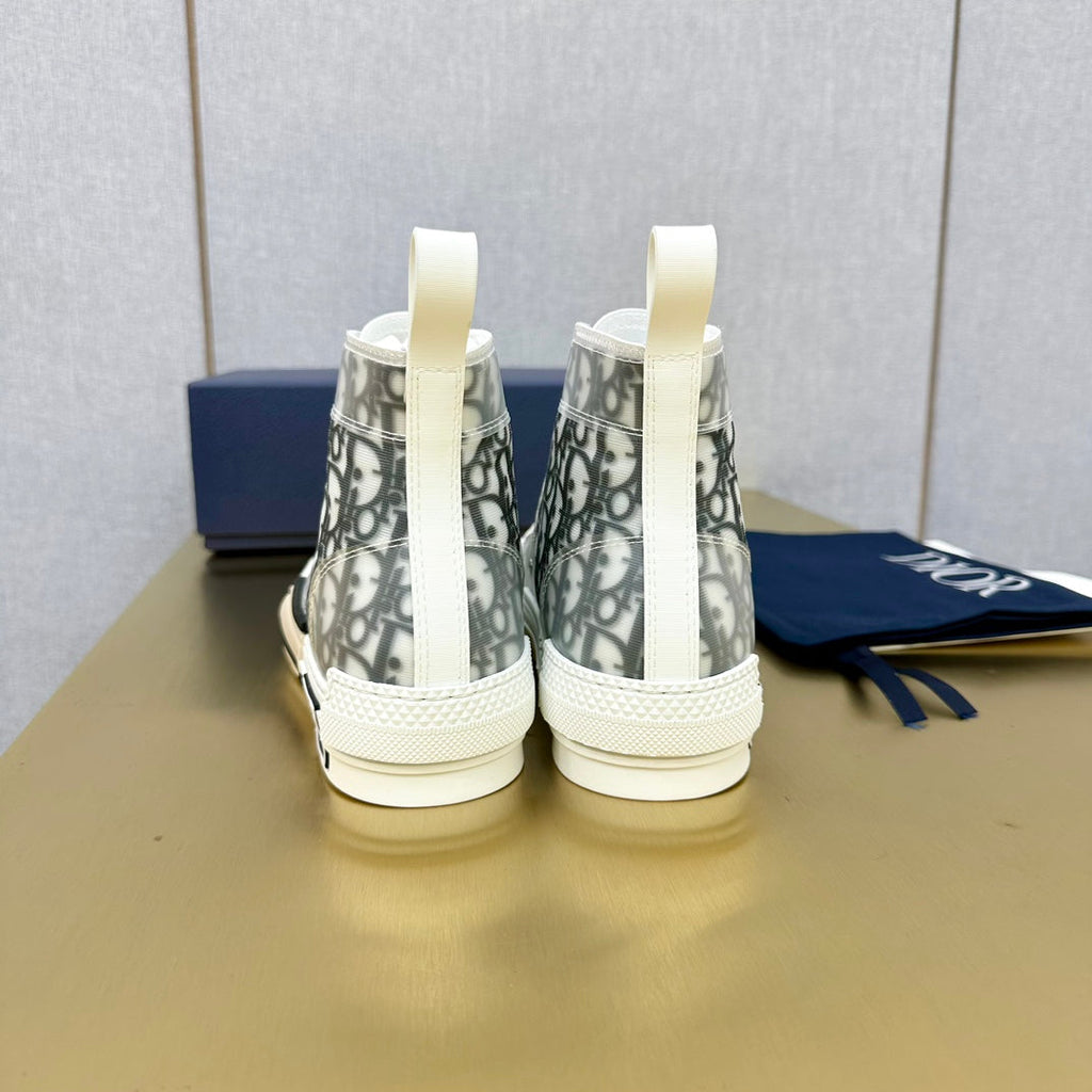 DIOR B23 HIGH-TOP SNEAKER IN WHITE AND BLACK DIOR OBLIQUE CANVAS