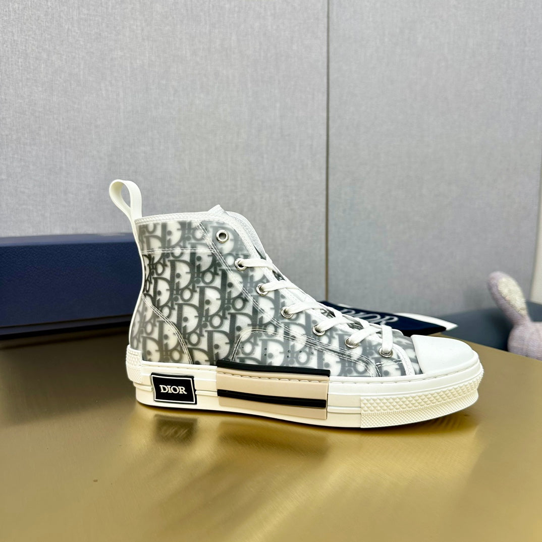 DIOR B23 HIGH-TOP SNEAKER IN WHITE AND BLACK DIOR OBLIQUE CANVAS