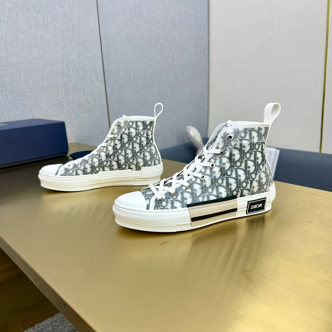 DIOR B23 HIGH-TOP SNEAKER IN WHITE AND BLACK DIOR OBLIQUE CANVAS