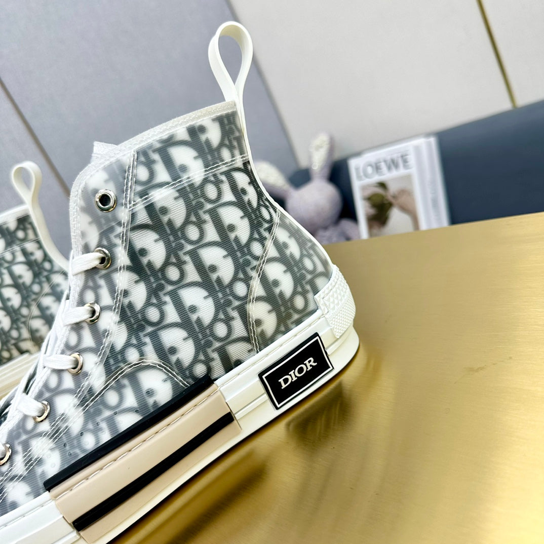 DIOR B23 HIGH-TOP SNEAKER IN WHITE AND BLACK DIOR OBLIQUE CANVAS
