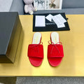BOW SLIPPERS IN CANDY RED LAMBSKIN