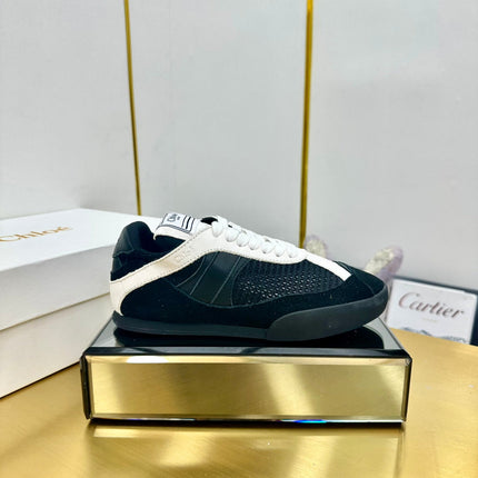 CHLOE 26S SKATE SNEAKERS IN WHITE CALFSKIN MIX BLACK MESH