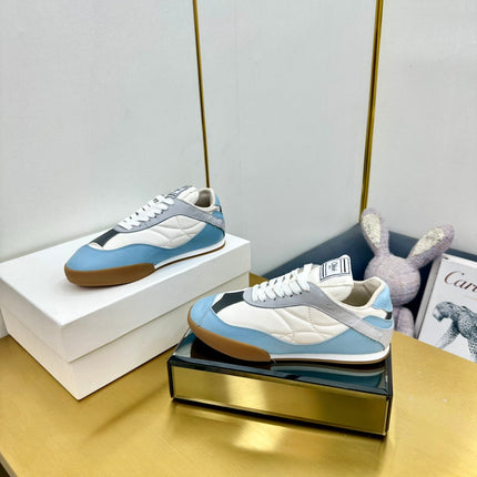 CHLOE 26S SKATE SNEAKERS IN WHITE AND BLUE CALFSKIN