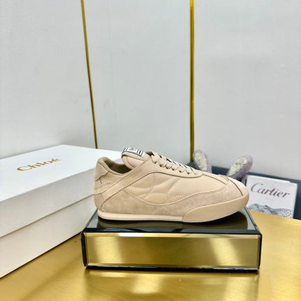 CHLOE 26S SKATE SNEAKERS IN BEIGE CALFSKIN AND SUEDE