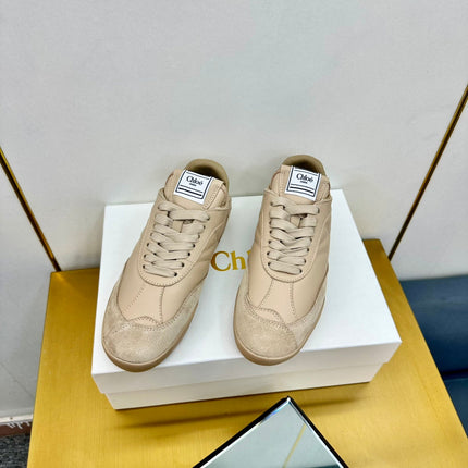 CHLOE 26S SKATE SNEAKERS IN BEIGE CALFSKIN AND SUEDE
