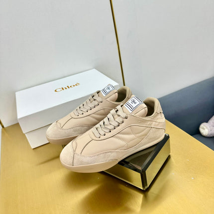 CHLOE 26S SKATE SNEAKERS IN BEIGE CALFSKIN AND SUEDE