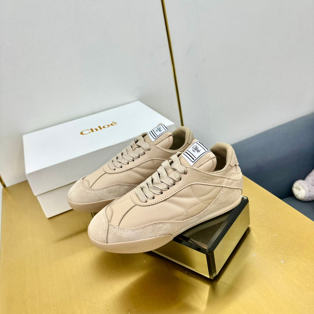 CHLOE 26S SKATE SNEAKERS IN BEIGE CALFSKIN AND SUEDE